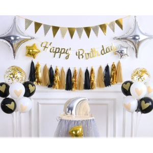 DIY Birthday Decoration - Golden Black